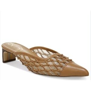 Sam Edelman Shoes Mules Woven Pointed Toe Kitten Heel Chic Brown US 6.5